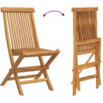 Vrtni set za objed 5 pcs Smeđa Čvrsto teak drvo - Slika 10