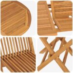 Vrtni set za objed 5 pcs Smeđa Čvrsto teak drvo - Slika 9