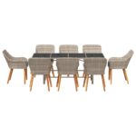 Vrtni set za objed 7 pcs Svijetlo siva poliratan - Slika 7