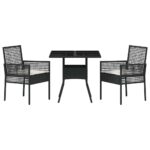 Vrtni set za objed 3 pcs Crna poliratan - Slika 7