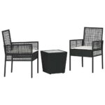 Bistro set za vrt 3 pcs Crna poliratan - Slika 2