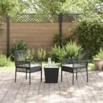 Bistro set za vrt 3 pcs Crna poliratan - Slika 4