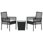 Bistro set za vrt 3 pcs Crna poliratan - Slika 7
