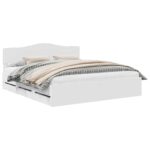 Krevetna konstrukcija Bijelo 200 x 200 cm Inženjersko Drvo - Slika 2