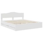 Krevetna konstrukcija Bijelo 200 x 200 cm Inženjersko Drvo - Slika 4