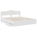 Krevetna konstrukcija Bijelo 200 x 200 cm Inženjersko Drvo - Slika 5