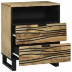 Noćni ormar Smeđa 50 x 33 x 62 cm Čvrsto drvo akacije - Slika 2