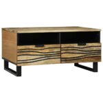 Kava Stol Smeđa i crna 80 x 54 x 40 cm Čvrsto drvo akacije