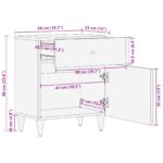 Noćni ormar s ladicama Smeđa 50 x 33 x 60 cm Čvrsto drvo manga - Slika 12