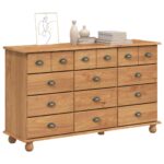 Komoda ASKIM Smeđa 79 x 40 x 133,5 cm Čvrsto borovo drvo - Slika 3