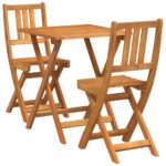 Bistro set 3 pcs Prirodna nafta Čvrsto drvo akacije - Slika 2