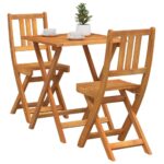 Bistro set 3 pcs Prirodna nafta Čvrsto drvo akacije - Slika 3