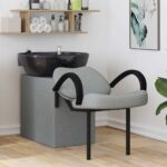 Stolica za šampon Svijetlo siva i crna 63 x 141 x 92 cm tkanina