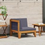 Modularna kutna sofa i krem bijeli jastuci od bagremovog drva
