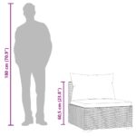 Srednja vrtna sofa s jastucima crna od poliratana - Slika 8