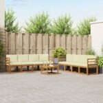 Set vanjskih sofa 9 pcs Prirodna Čvrsto drvo akacije