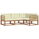 Set vanjskih sofa 4 pcs Prirodna Čvrsto drvo akacije - Slika 2