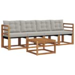 Set vanjskih sofa s jastukom 5 pcs Prirodna i krem - Slika 2