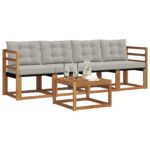 Set vanjskih sofa s jastukom 5 pcs Prirodna i krem - Slika 3