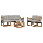 Set vanjskih sofa s jastukom 6 pcs Prirodna i krem - Slika 3