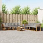 Set vanjskih sofa s jastukom 9 pcs Prirodna i krem