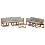 Set vanjskih sofa s jastukom 9 pcs Prirodna i krem - Slika 2