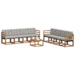 Set vanjskih sofa s jastukom 9 pcs Prirodna i krem - Slika 3