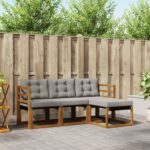 Set vanjskih sofa s jastukom 4 pcs Prirodna i krem