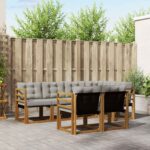 Set vanjskih sofa s jastukom 7 pcs Prirodna i krem