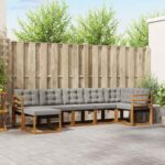 Set vanjskih sofa s jastukom 7 pcs Prirodna i krem