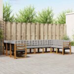 Set vanjskih sofa s jastukom 10 pcs Prirodna i krem