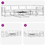 Set vanjskih sofa s jastukom 6 pcs Prirodna i krem - Slika 10