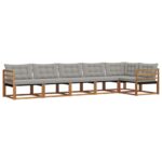 Set vanjskih sofa s jastukom 6 pcs Prirodna i krem - Slika 2