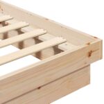 Krevetna konstrukcija Prirodna 200 x 200 cm Čvrsto borovo drvo - Slika 6