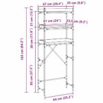Polica za perilicu rublja s policom Staro drvo 67 x 25 x 163 cm - Slika 11