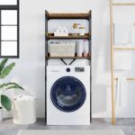 Polica za perilicu rublja s policom Staro drvo 67 x 25 x 163 cm - Slika 4