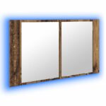 Kupaonski ormar s ogledalom Zidne Staro drvo 80 x 12 x 45 cm - Slika 2