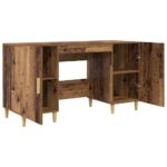 Stol s policom Staro drvo 140 x 50 x 75 cm Konstruirano drvo - Slika 5