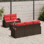 Set sofe s jastukom 6 pcs Smeđa Poliester - Slika 3