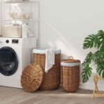 Kanta za rublje s poklopcem 2 pcs Kubu siva Kubu Ratan